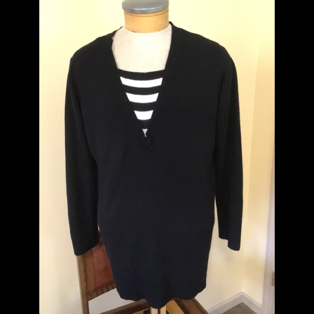 Plus Black Sweater w Stripe Inset